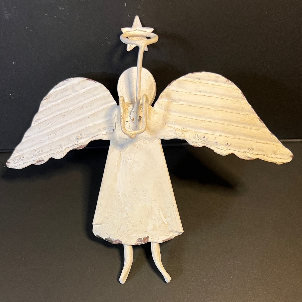 Vintage Distressed Pot Hanger Metal Angel - Picture 5 of 9